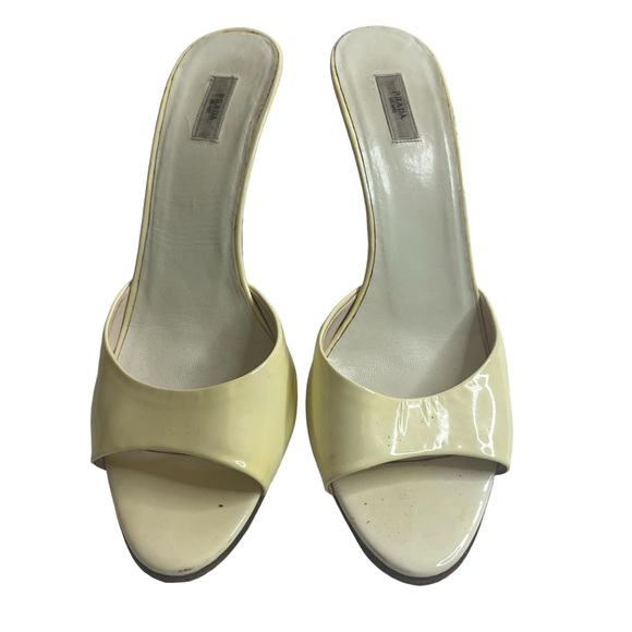 PRADA Patent Leather Peep Toe Heel Off-White 38.5 - Picture 11 of 15